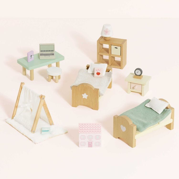 Wooden Dollhouse 24 Piece Child's Bedroom Furniture Set - Image 3