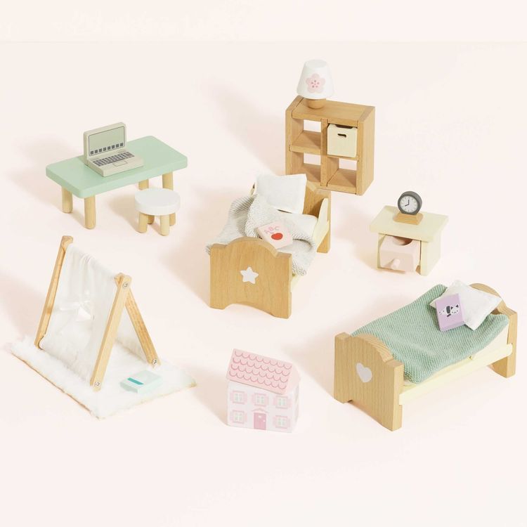 Wooden Dollhouse 24 Piece Child's Bedroom Furniture Set - Image 4