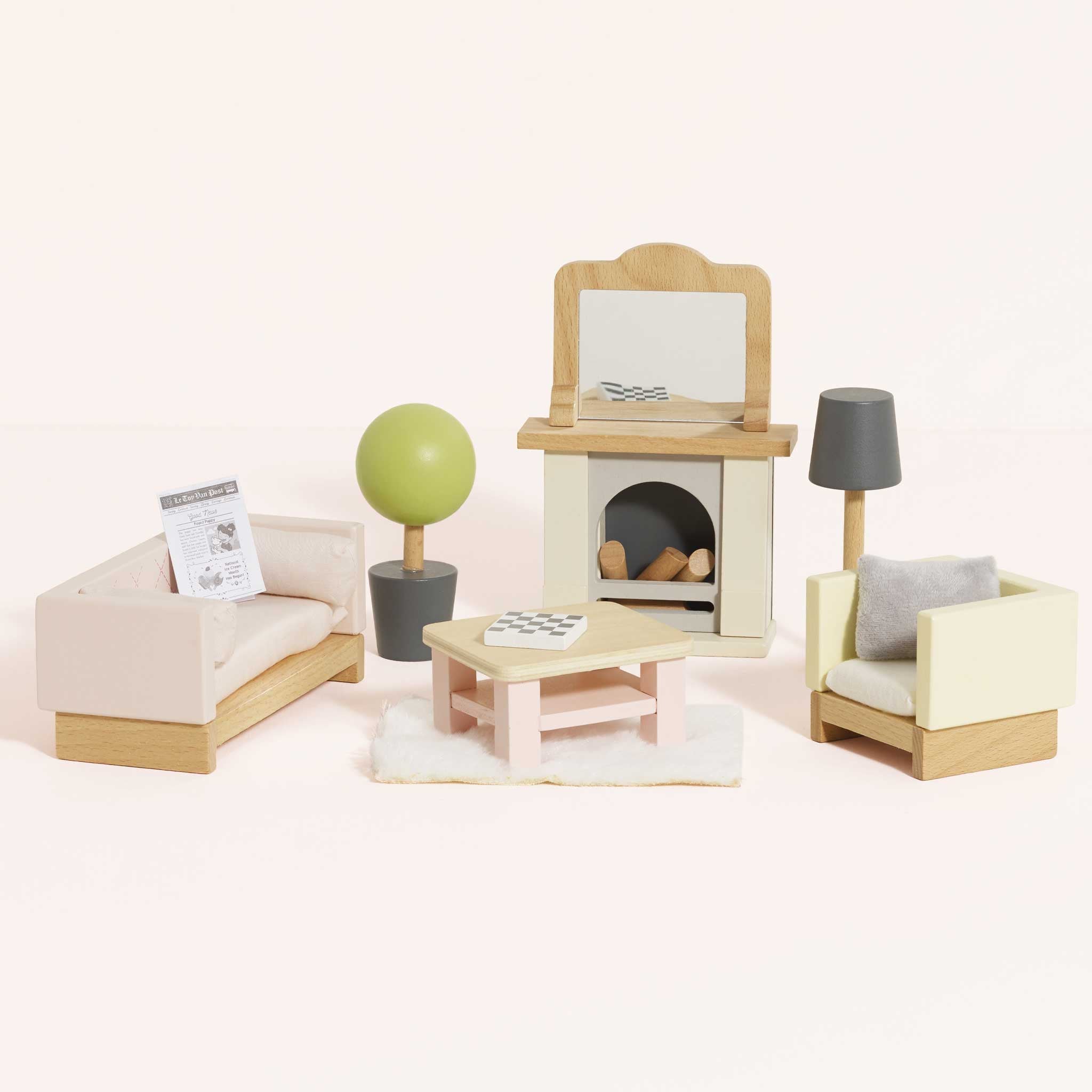 Alternative view of Wooden Dollhouse Living Room Furniture Set - 19 Pieces