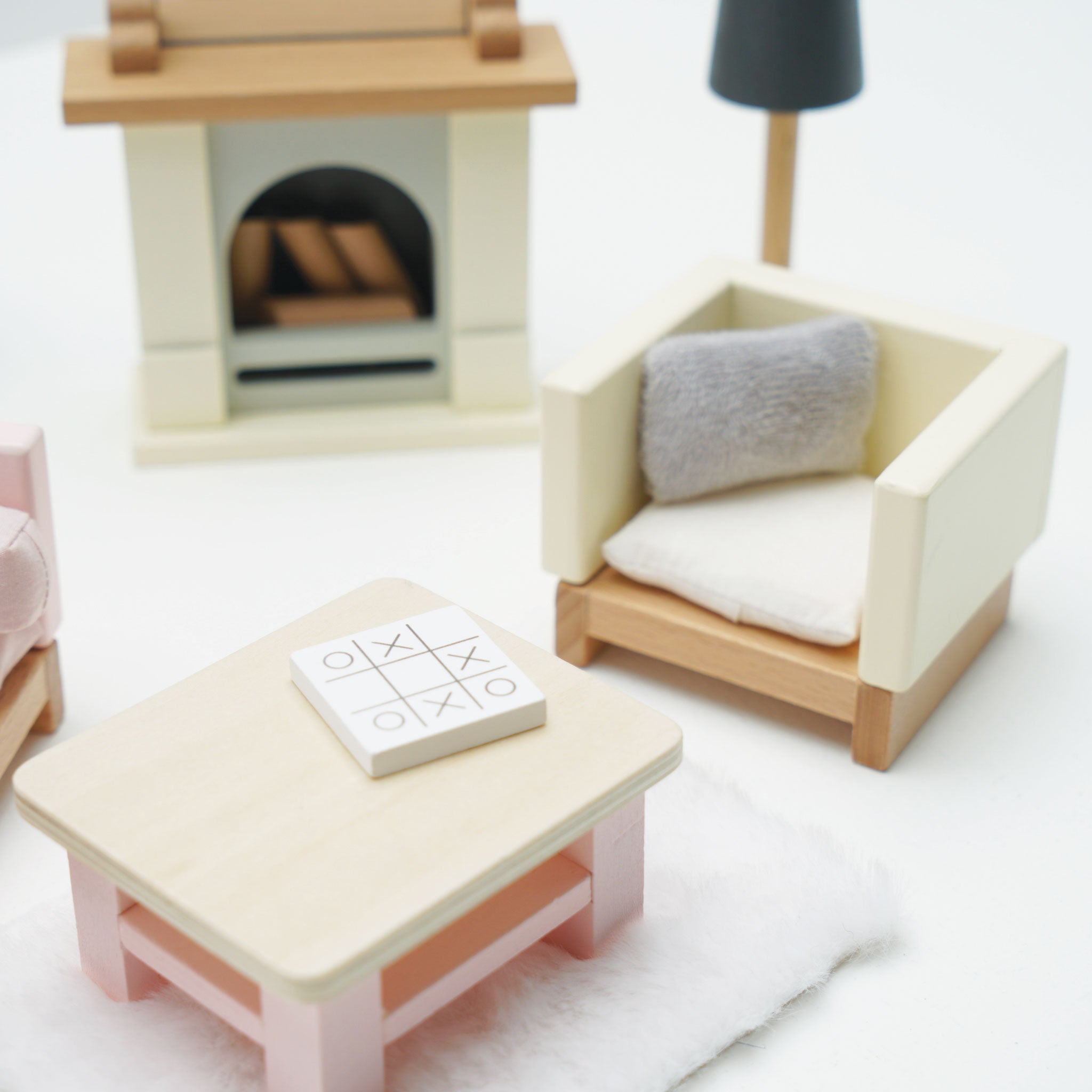 Wooden Dollhouse Living Room Furniture Set - 19 Pieces - Image 5