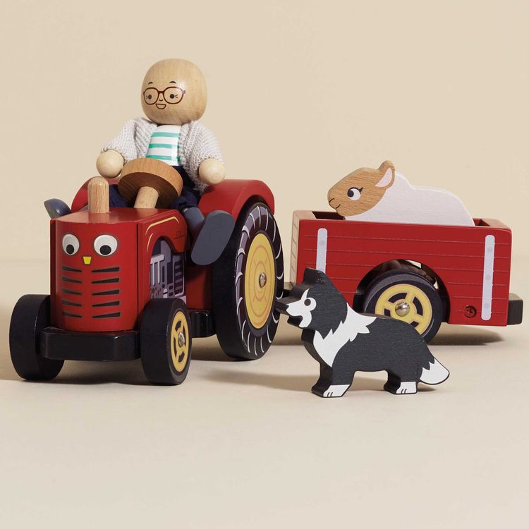 Alternative view of Wooden Farmyard Tractor & Trailer Toy