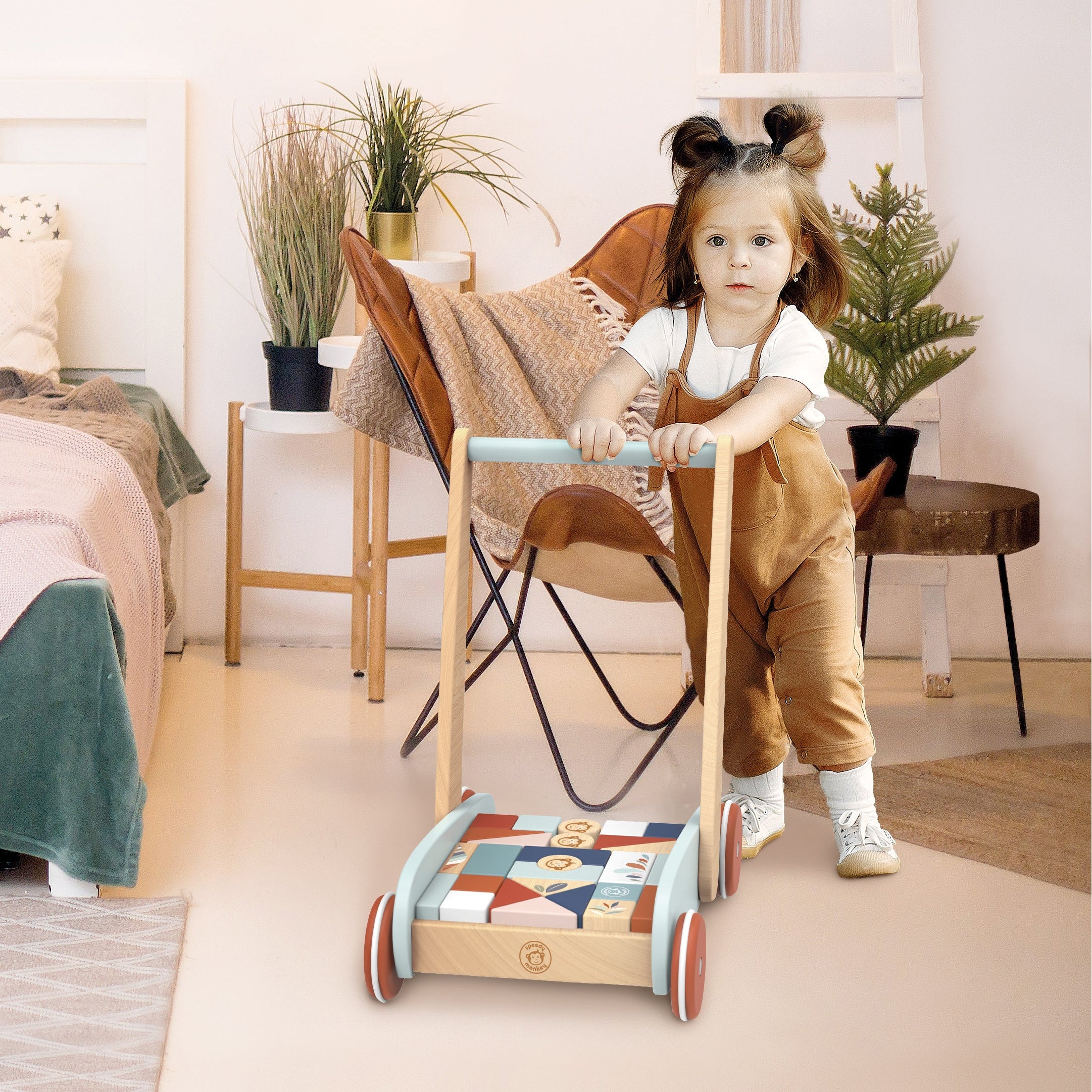 Alternative view of Wooden Walker with Building Blocks